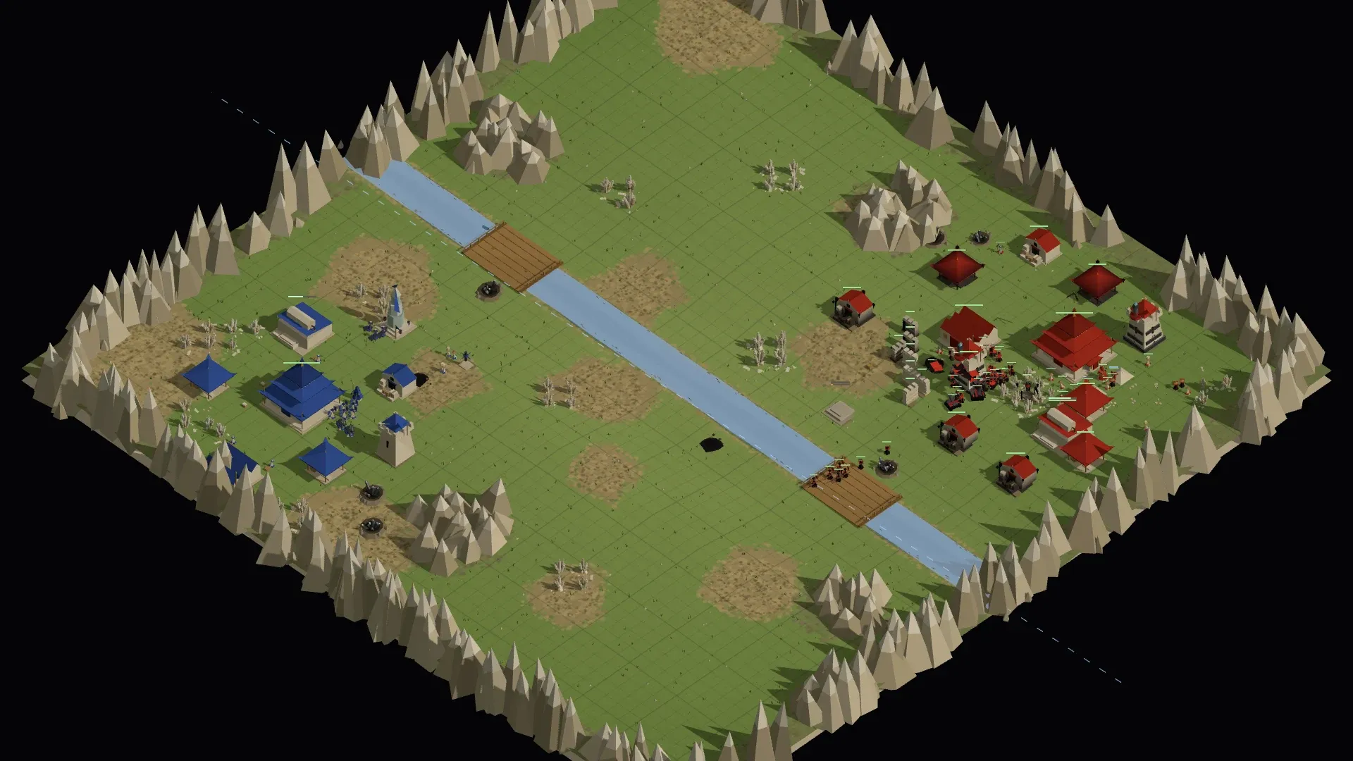 A generated skirmish map from above